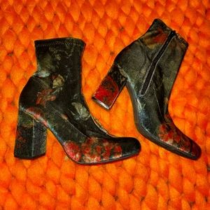 Floral Suede Booties